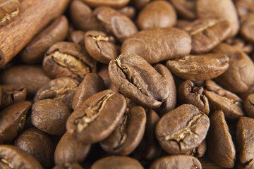 grains of coffee and seasoning