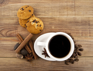 cup of coffee with a cookie