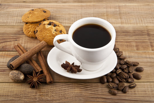 cup of coffee with a cookie