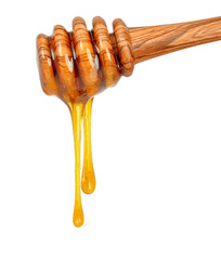 Honey dripping  isolated on white