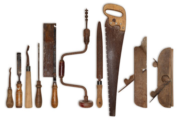 composition of old tools for wood