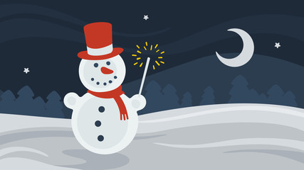 Snowman in the winter forest