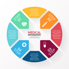 Medical healthcare circle plus sign infographic.