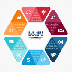 Hexagon infographic, diagram, steps, 6 options