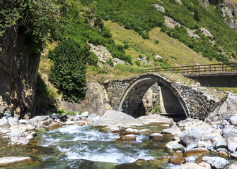 Fototapeta na wymiar Small Bridge on Kackar Mountains in Turkey