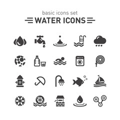 Water icons set.