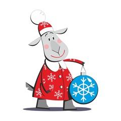 Goat in Santa Claus costume 01