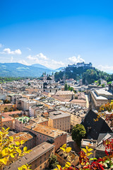 Aerial cityscape of Salzburg, Austria