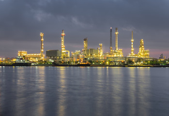Oil refinery plant and industrial factory building construction from engineering technology and steel material such as steel structure, metal, valve control, pipe, pipeline for transport oil and gas.