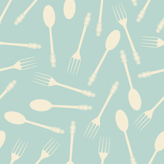 Spoon and fork seamless pattern