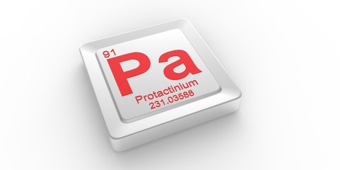 Pa symbol 91for Protactinium chemical elem of the periodic table