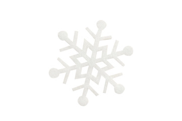 snowflake made of felt on a white background © timonko