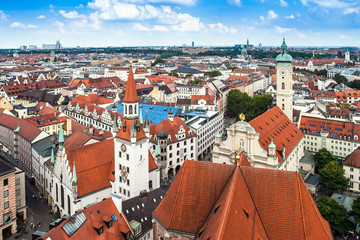 Panoramic cityscape in Munich, Bavaria, Germany