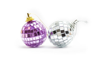 Two Christmas toys on a white background