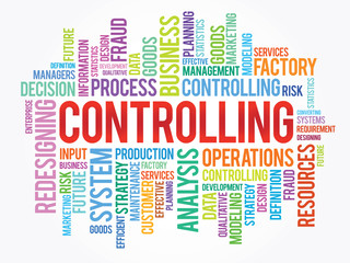 Word cloud of Controlling related items, vector background