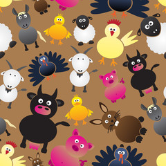 colorful farm animals simple icons seamless pattern eps10
