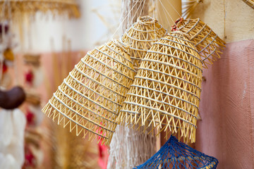 Old fishing nets made of straw and handmade