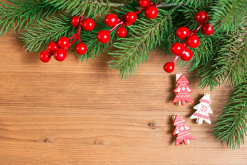Fototapeta na wymiar Christmas decoration over wooden background