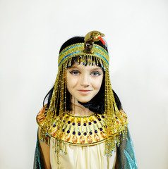Young girl dressed in Egyptian costume isolated