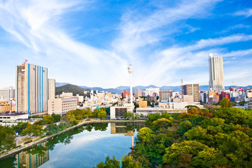 Obraz premium Panoramic view on Hiroshima. Japan.