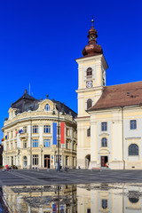 Fototapeta na wymiar Main square downtown Sibiu, Hermannstadt, Romania
