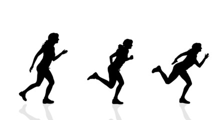 Vector silhouette of a woman running.