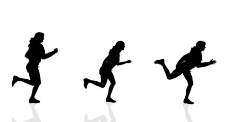 Fototapeta na wymiar Vector silhouette of a woman running.