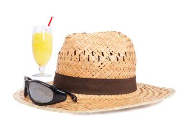 Hat sun glasses and juice