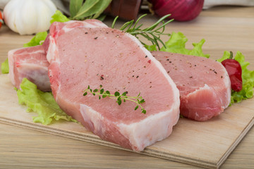 Raw pork steak
