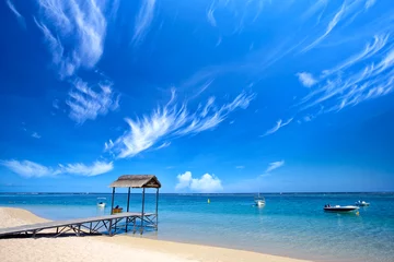 Tableaux ronds sur plexiglas Anti-reflet Île Scenic view of tropical beach, Mauritius Island