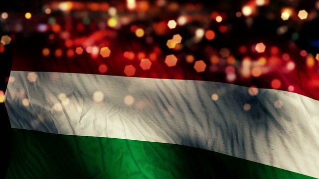 Hungary Flag Light Night Bokeh Abstract Loop Animation