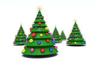 Christmas trees. 3d render illustration.