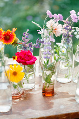 nice flowers in the bottles
