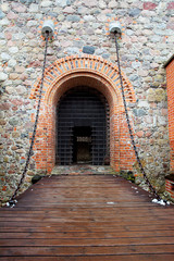 drawbridge and gate entrance to the castle