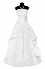 Wedding dress on mannequin isolated on white
