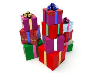 Stacks of gift boxes.