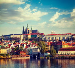 View of Mala Strana and  Prague castle over Vltava river