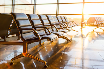 Empty departure lounge at the airport