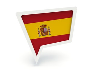 Bubble speech with the flag of Spain.