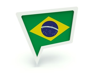 Bubble speech with the Brazilian flag.