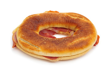 spanish rosca de jamon serrano, a donut-shaped serrano ham sandw
