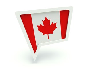 Bubble speech with the flag of Canada.