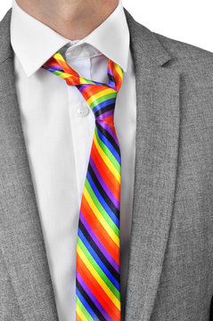 businessman with rainbow necktie