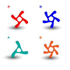 Abstract shapes on a white background.