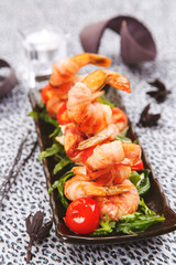 Celebratory appetizer of fried shrimp