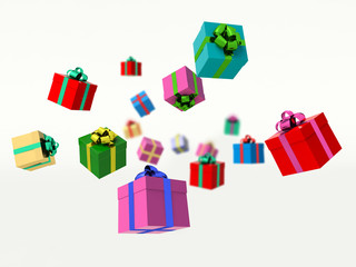 Christmas gift boxes. 3d render illustration.