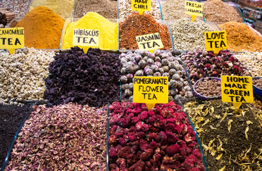 Teas, Spices on Egyptian and the Grand Bazaar in Istanbul.