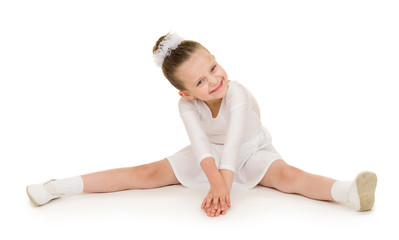 little girl in white ball gown