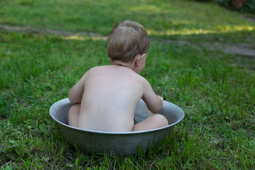 child bathing