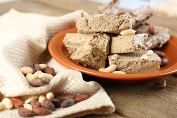 Two kinds of sunflower halva- with cocoa and peanuts